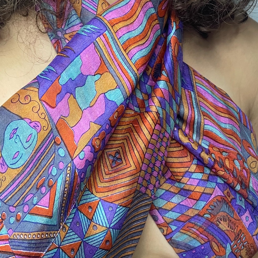 Vintage handmade silk scarf